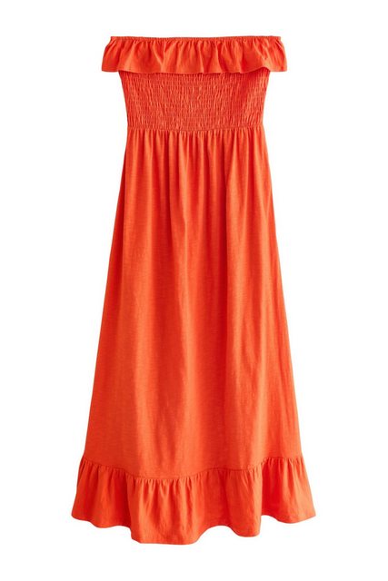 Next Midikleid Sommerkleid Baumwolle Carmenausschnitt und Rüschen (1-tlg) günstig online kaufen