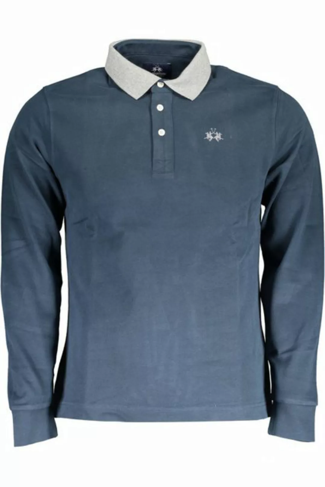 La Martina Poloshirt Herren Langarm Poloshirt Blau mit Stickerei und günstig online kaufen