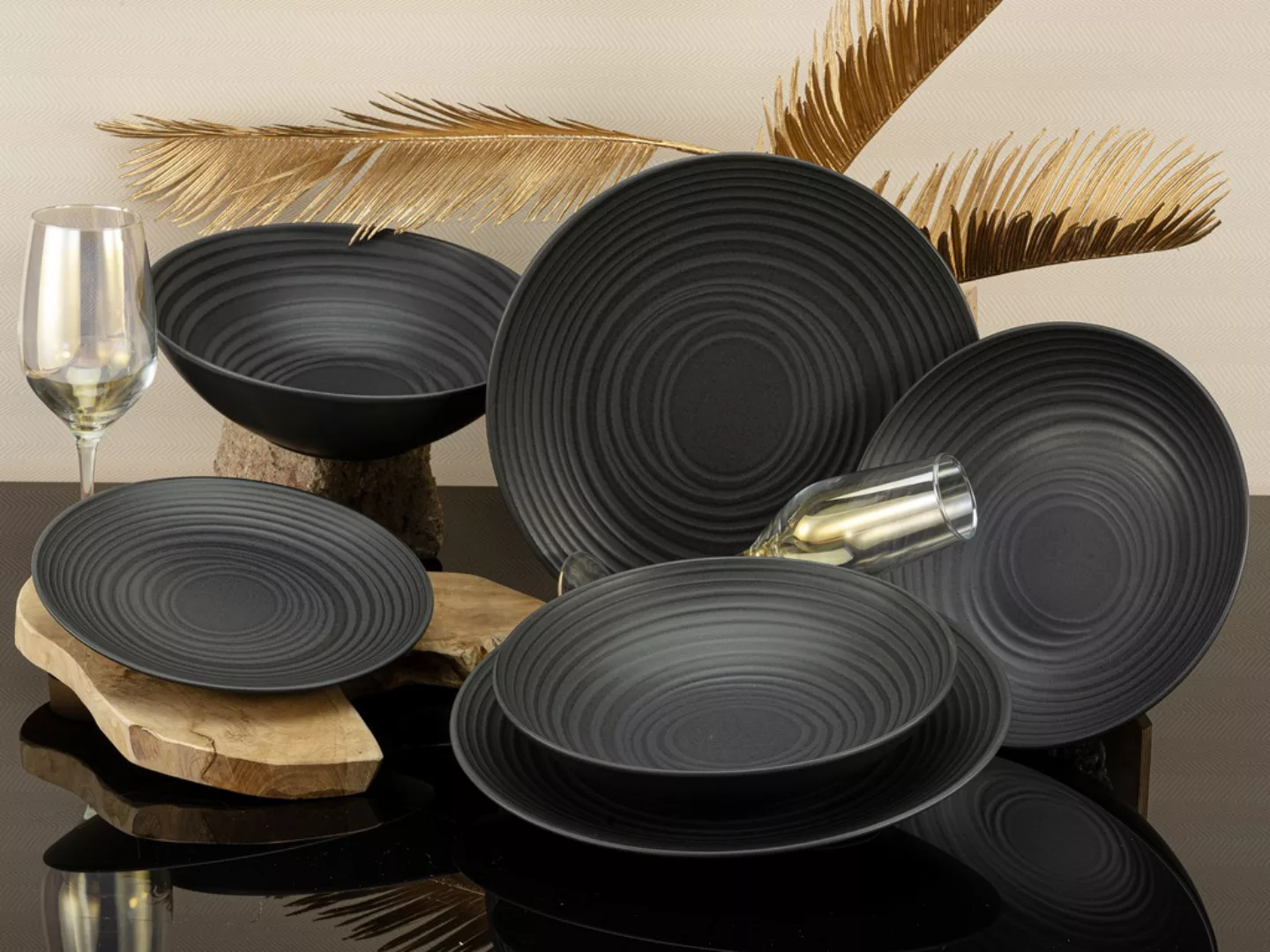 Creatable Tafelservice Elements Collection Lava Stone Steinzeug schwarz günstig online kaufen