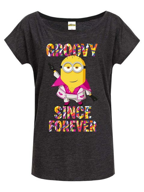 Minions Groovy Damen Loose-Shirt grau meliert günstig online kaufen