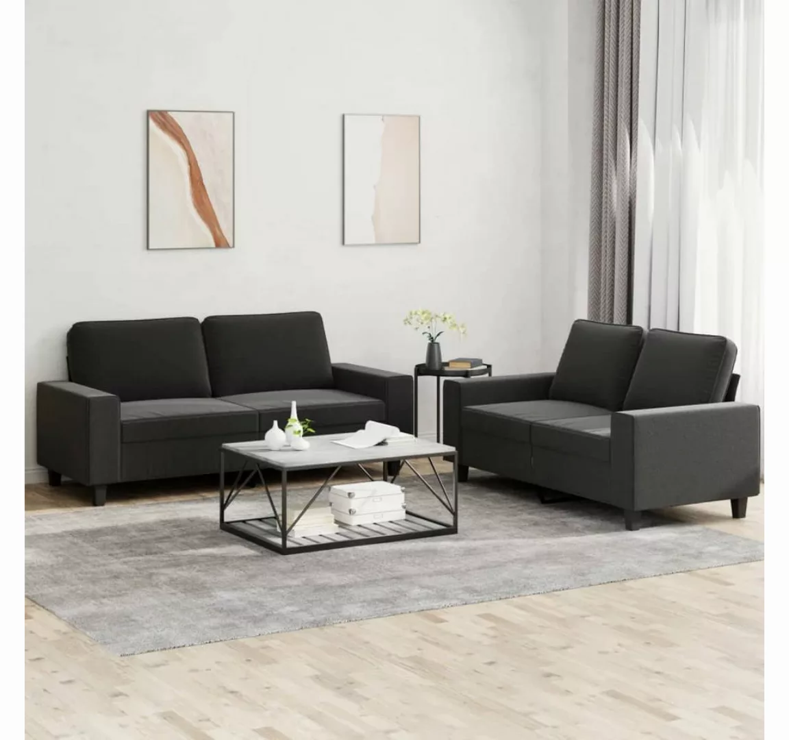 vidaXL Sofa 2-tlg. Sofagarnitur Schwarz Stoff günstig online kaufen