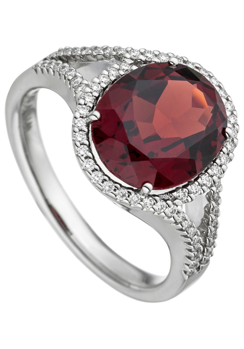 JOBO Fingerring "Ring mit Granat und 66 Diamanten", 585 Weißgold günstig online kaufen