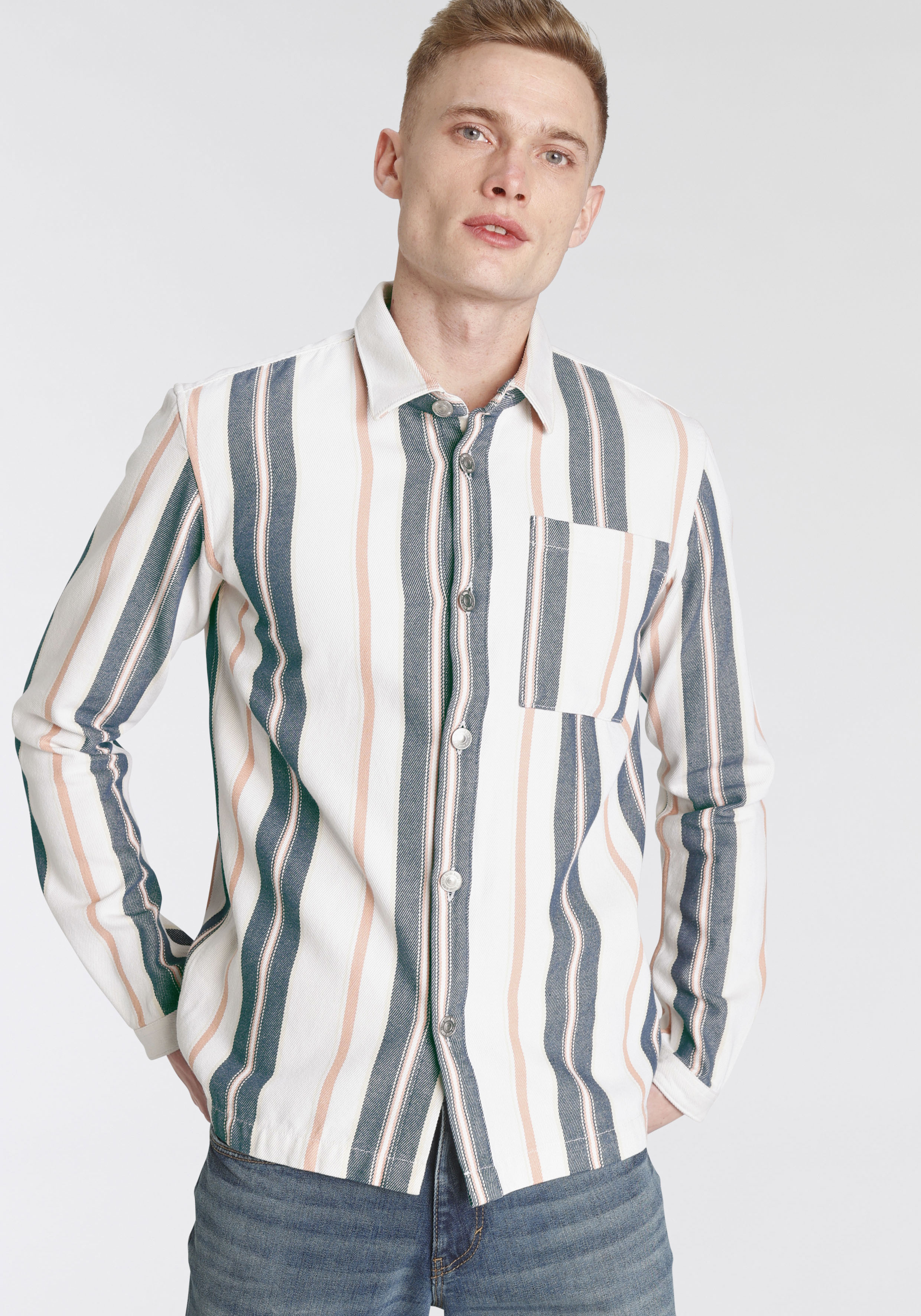 TOM TAILOR Denim Langarmhemd mit Streifen günstig online kaufen
