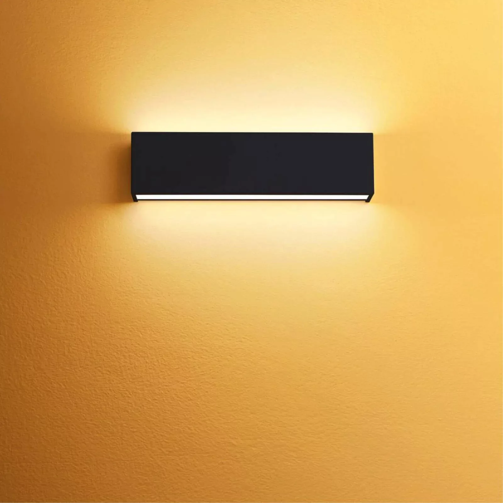 LED-Wandlampe Box W2 Bi-Emission, B 31,9 cm, schwarz, 2700 K günstig online kaufen