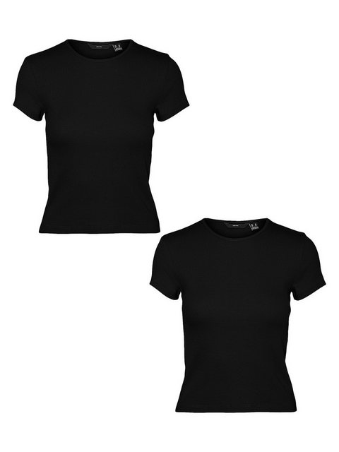 Vero Moda T-Shirt Shirt 2er-Set Enger Schnitt Rundhals Kurzarm T-Shirt (2-t günstig online kaufen