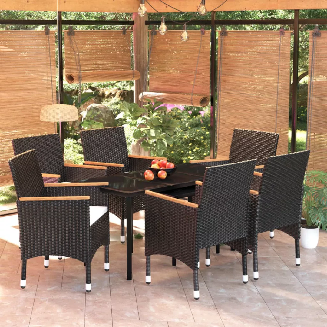 Vidaxl 7-tlg. Garten-essgruppe Mit Auflagen Schwarz günstig online kaufen