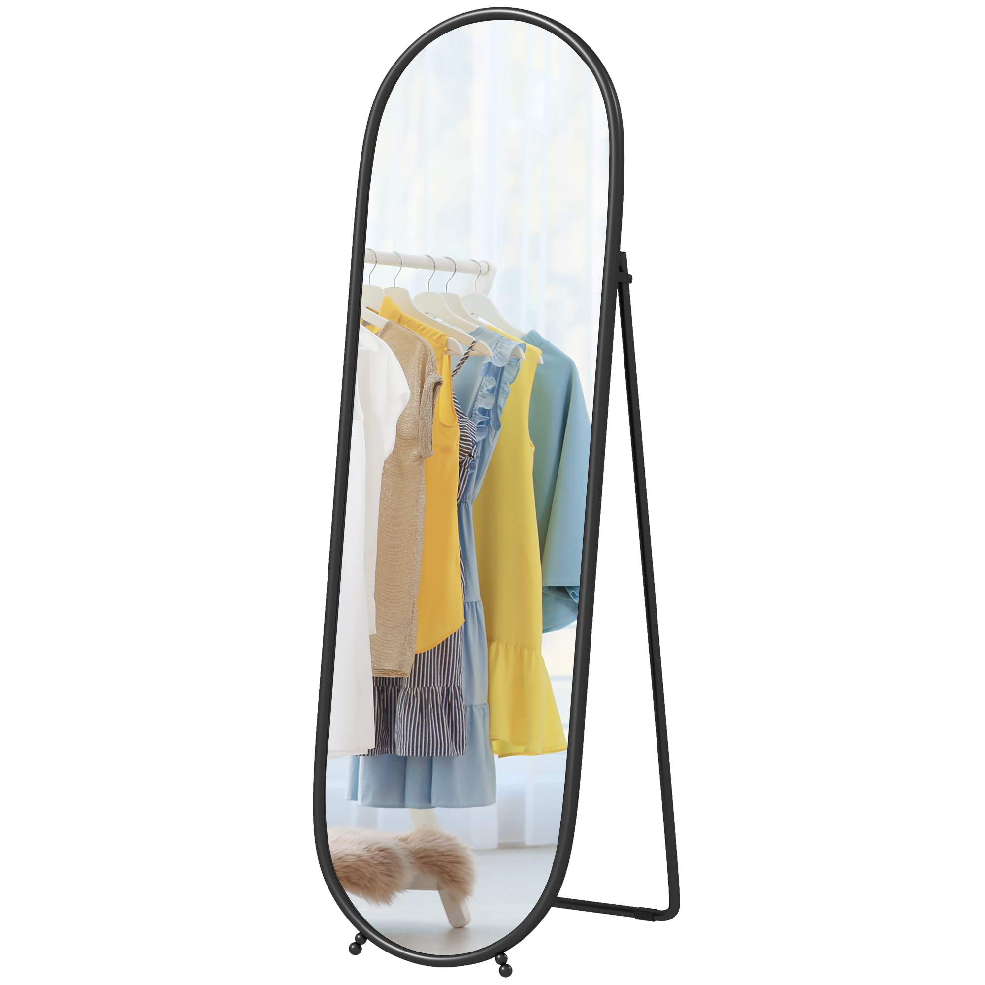 HOMCOM Ganzkörperspiegel, 160 x 40 cm Wandspiegel mit Ständer, Metallrahmen günstig online kaufen
