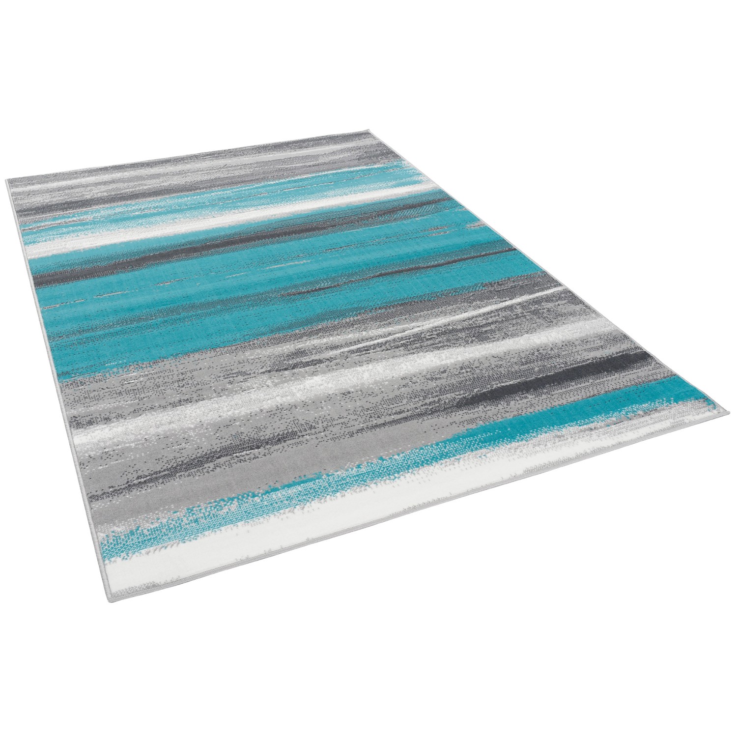 Pergamon Designer Teppich Samba Stripes Türkis Grau 80x150cm günstig online kaufen