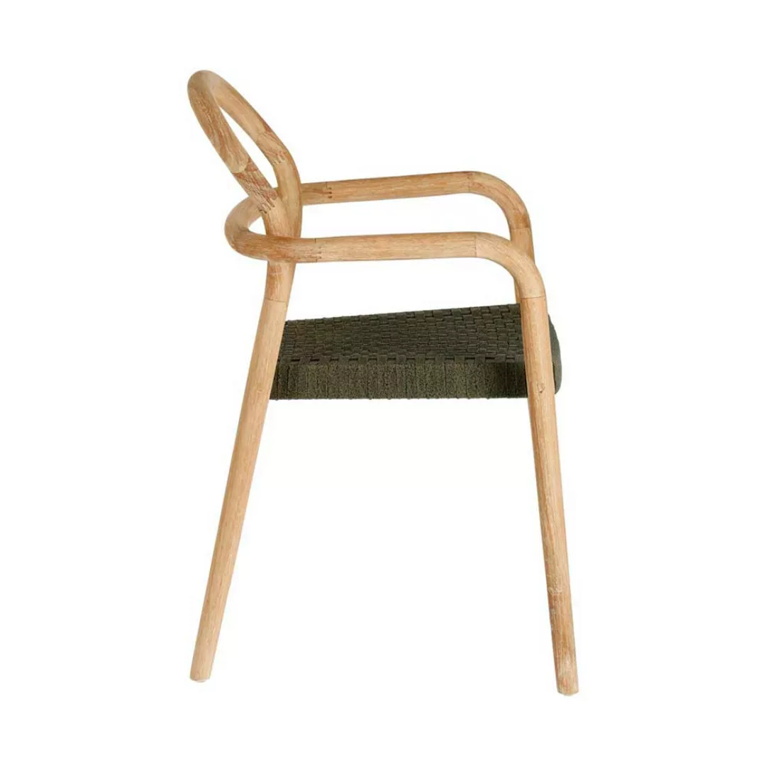 Design Stühle aus Eukalyptusholz und Kordel Geflecht Armlehnen (4er Set) günstig online kaufen