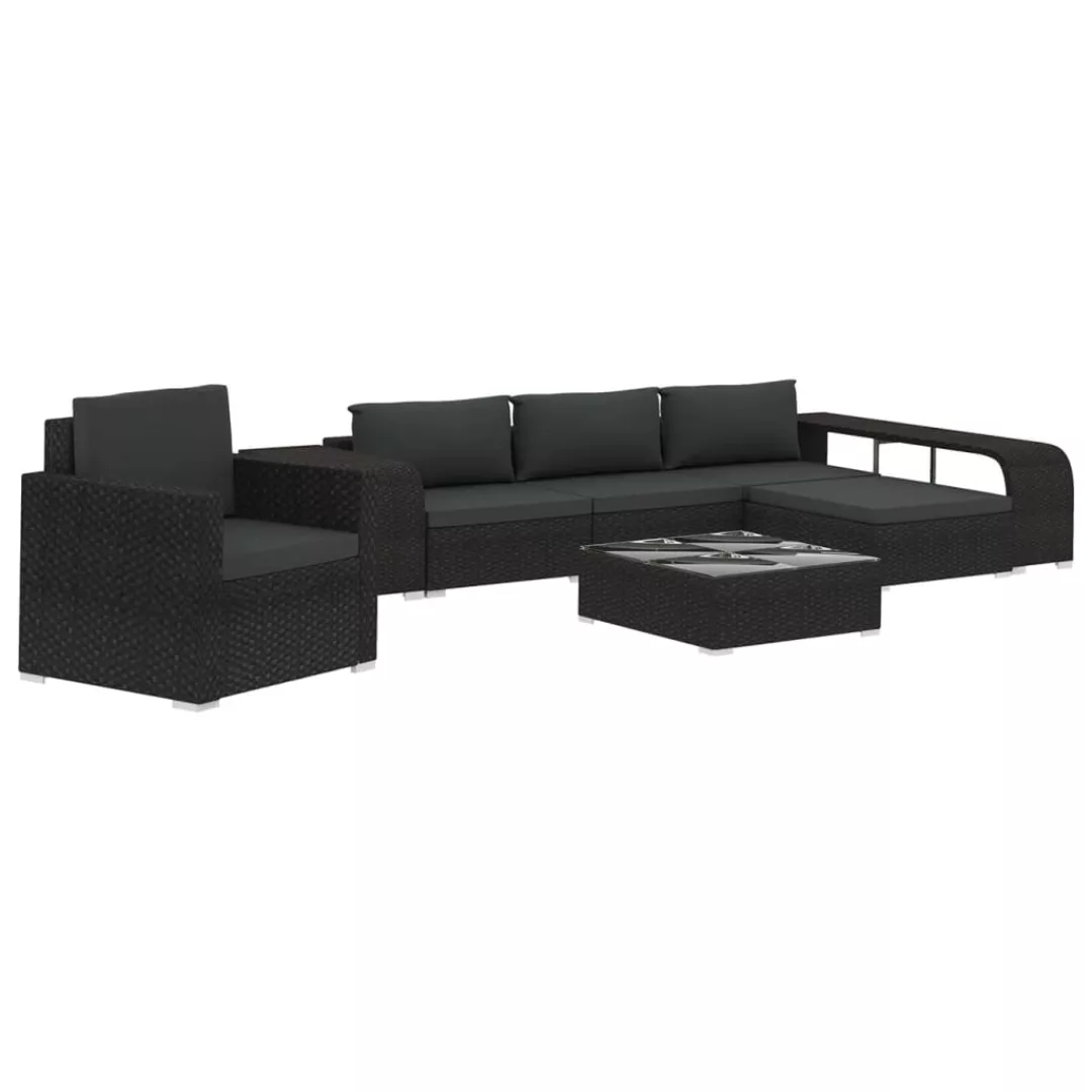 8-tlg. Garten-lounge-set Mit Auflagen Poly Rattan Schwarz günstig online kaufen