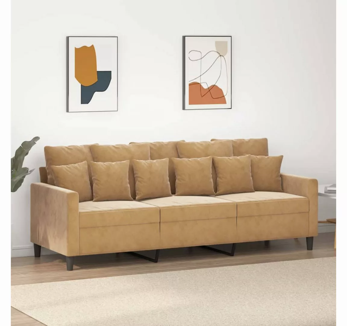 vidaXL Sofa, 3-Sitzer-Sofa Braun 180 cm Samt günstig online kaufen