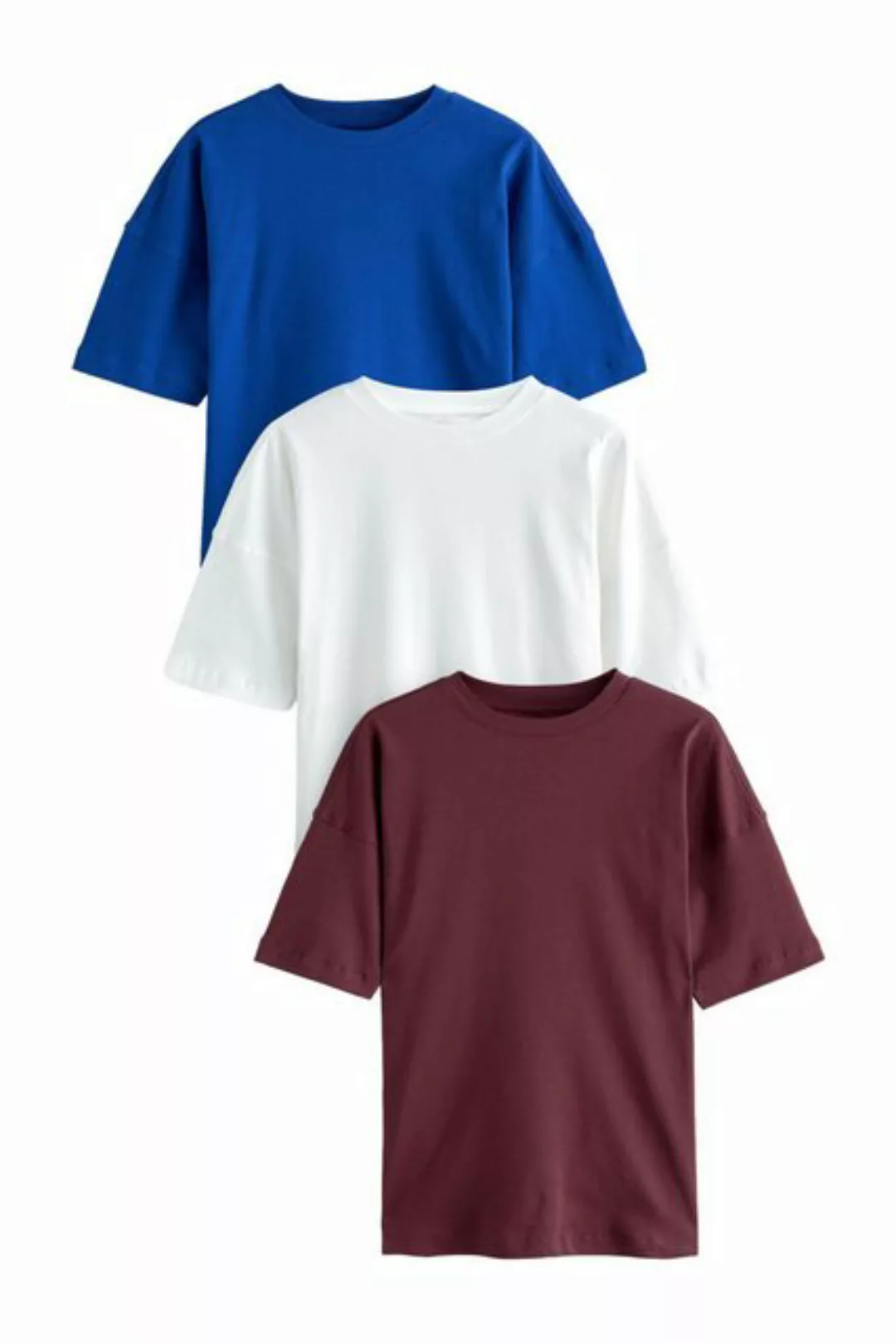 Next T-Shirt Oversize-T-Shirts aus 100 % Baumwolle, 3er-Pack (3-tlg) günstig online kaufen