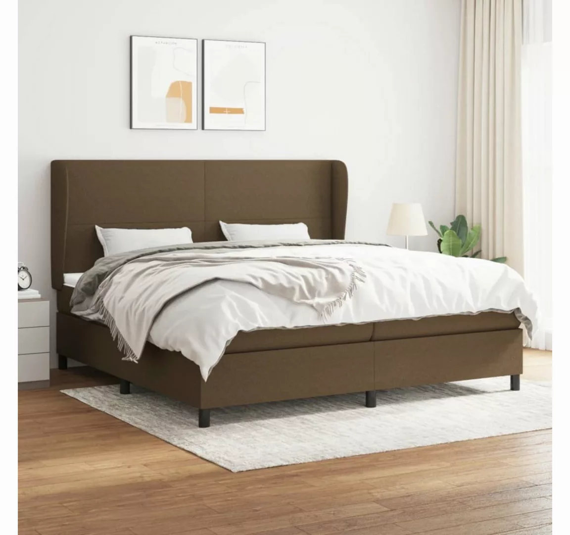 vidaXL Boxspringbett, Boxspringbett mit Matratze Dunkelbraun 200x200 cm Sto günstig online kaufen