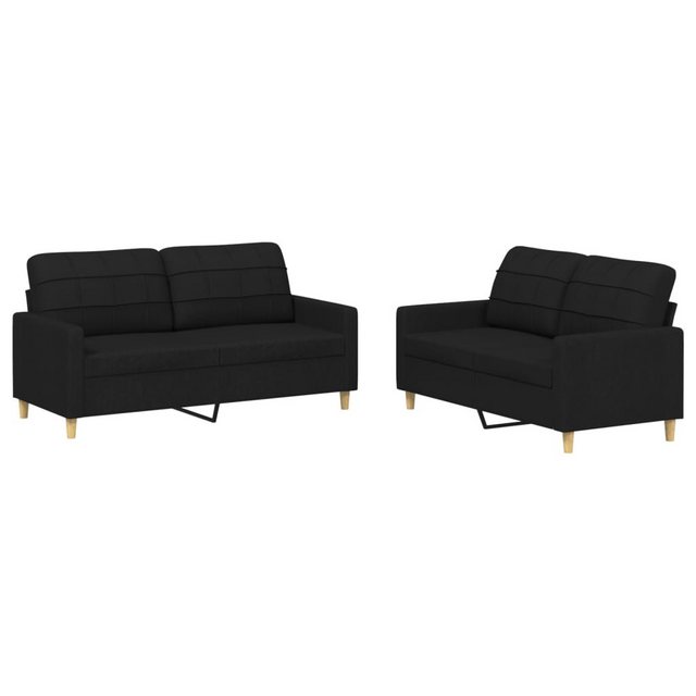 vidaXL Sofa Sofagarnitur mit Kissen Stoff, Standard, Schwarz günstig online kaufen