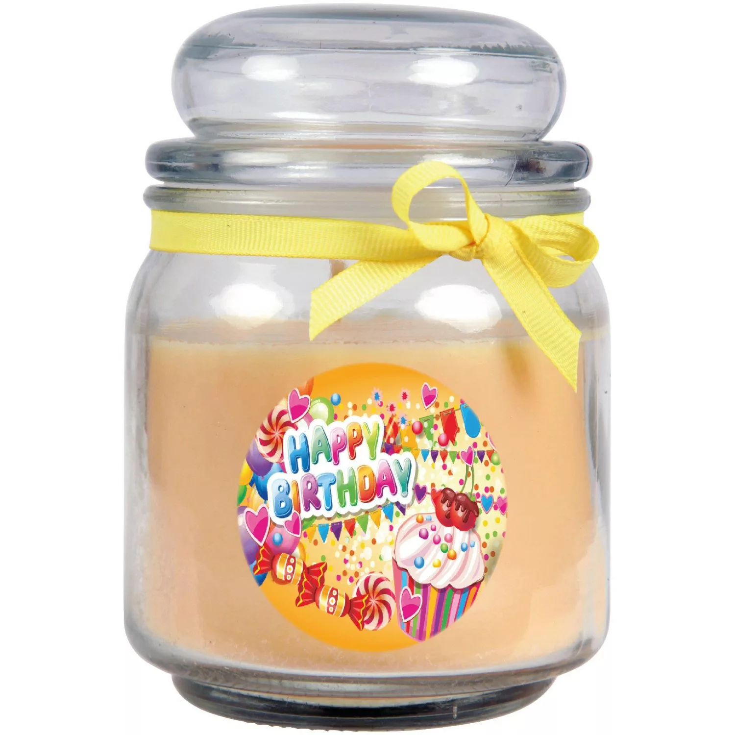 HS Candle Duftkerze & Glas Happy Birthday Bonbon Vanille Cupcake günstig online kaufen