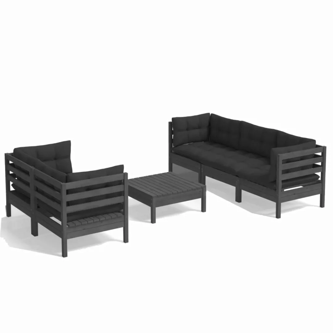 6-tlg. Garten-lounge-set Mit Anthrazit Kissen Kiefernholz günstig online kaufen