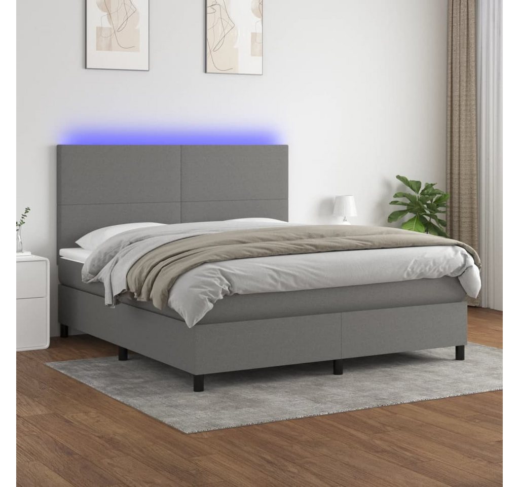 vidaXL Boxspringbett Boxspringbett mit Matratze LED Dunkelgrau 160x200 cm S günstig online kaufen