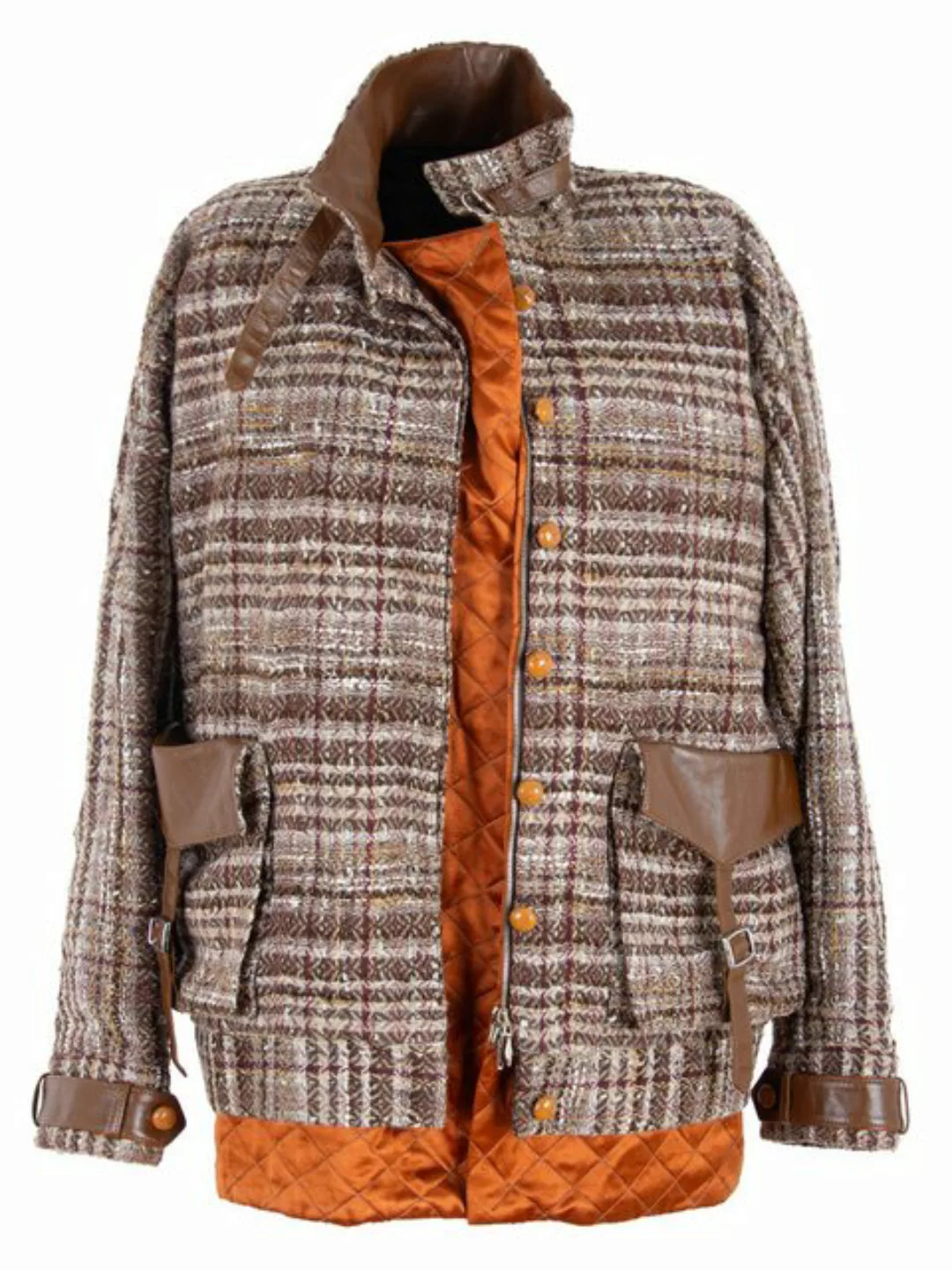 RUA & RUA Blouson Oversized Jacke aus Bouclé-Tweed & Leder günstig online kaufen