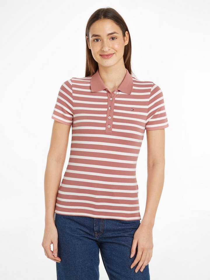 Tommy Hilfiger Poloshirt 1985 SLIM PIQUE STRIPE POLO SS mit dezenter Tommy günstig online kaufen