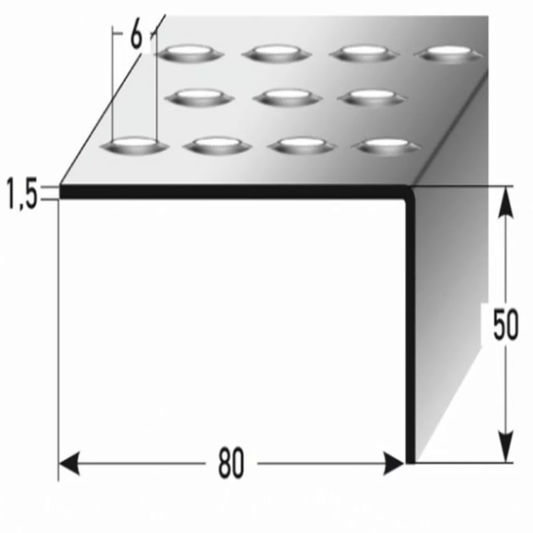 Treppenkante "Menfi" / Winkelprofil (Größe 50 mm x 80 mm) aus Edelstahl mat günstig online kaufen