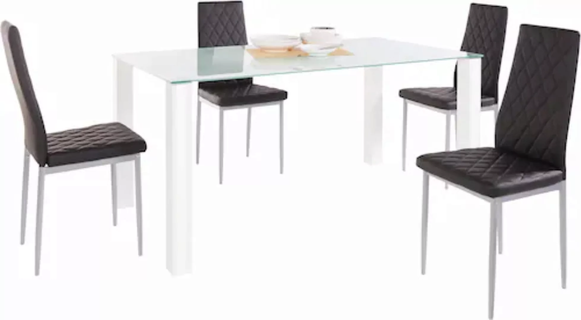 INOSIGN Essgruppe, (Set, 5 tlg.), 160 cm breiter Glastisch, verschiedene Fa günstig online kaufen