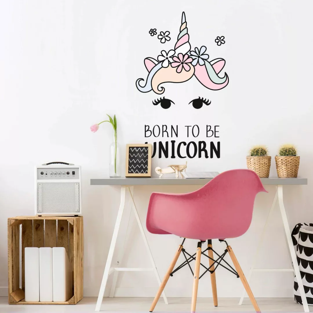 Wall-Art Wandtattoo "Kvilis Einhornkopf Born to be Unicorn", selbstklebend, günstig online kaufen