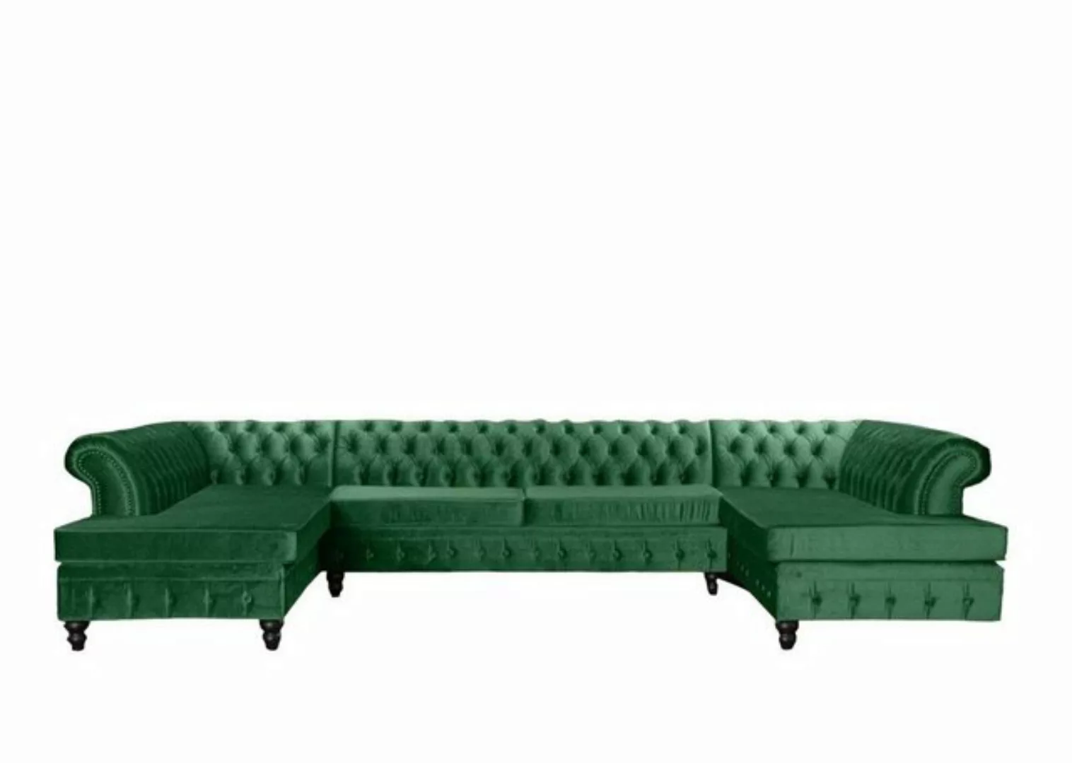 Xlmoebel Ecksofa Grau Chesterfield Drei-Sitzer Luxuriöses Wohnraum-Möbel Ne günstig online kaufen