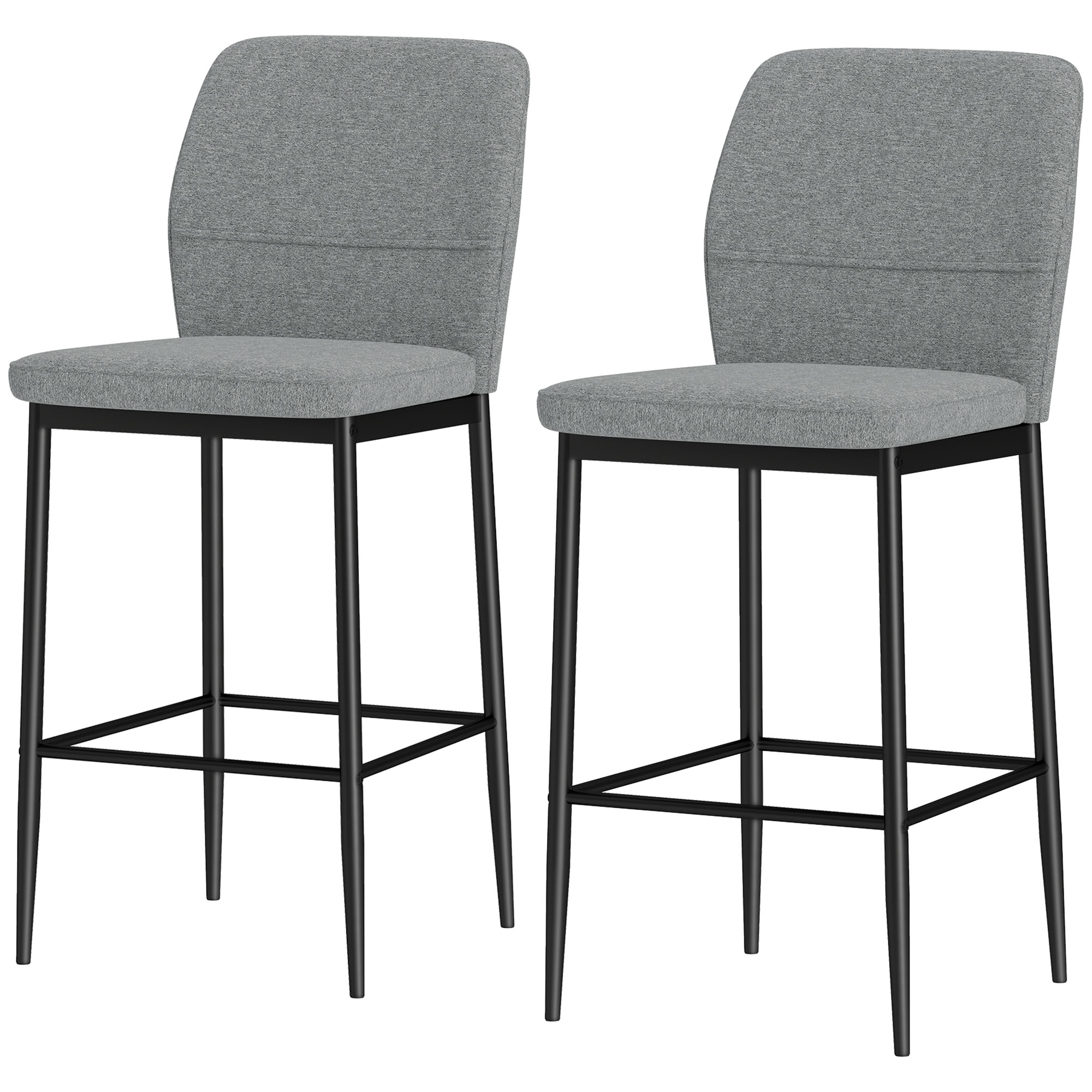HOMCOM Set 2 Barhocker aus Samt, moderne hohe Stühle mit Fußstütze und Rück günstig online kaufen