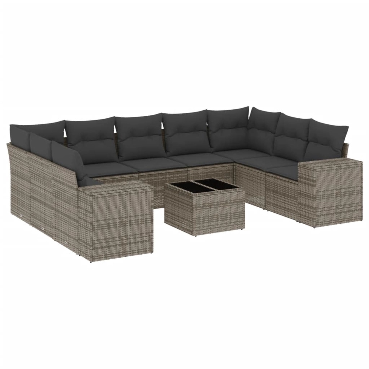 vidaXL 10-Tlg Garten-Sofagarnitur mit Kissen Grau Poly Rattan 3223009 günstig online kaufen
