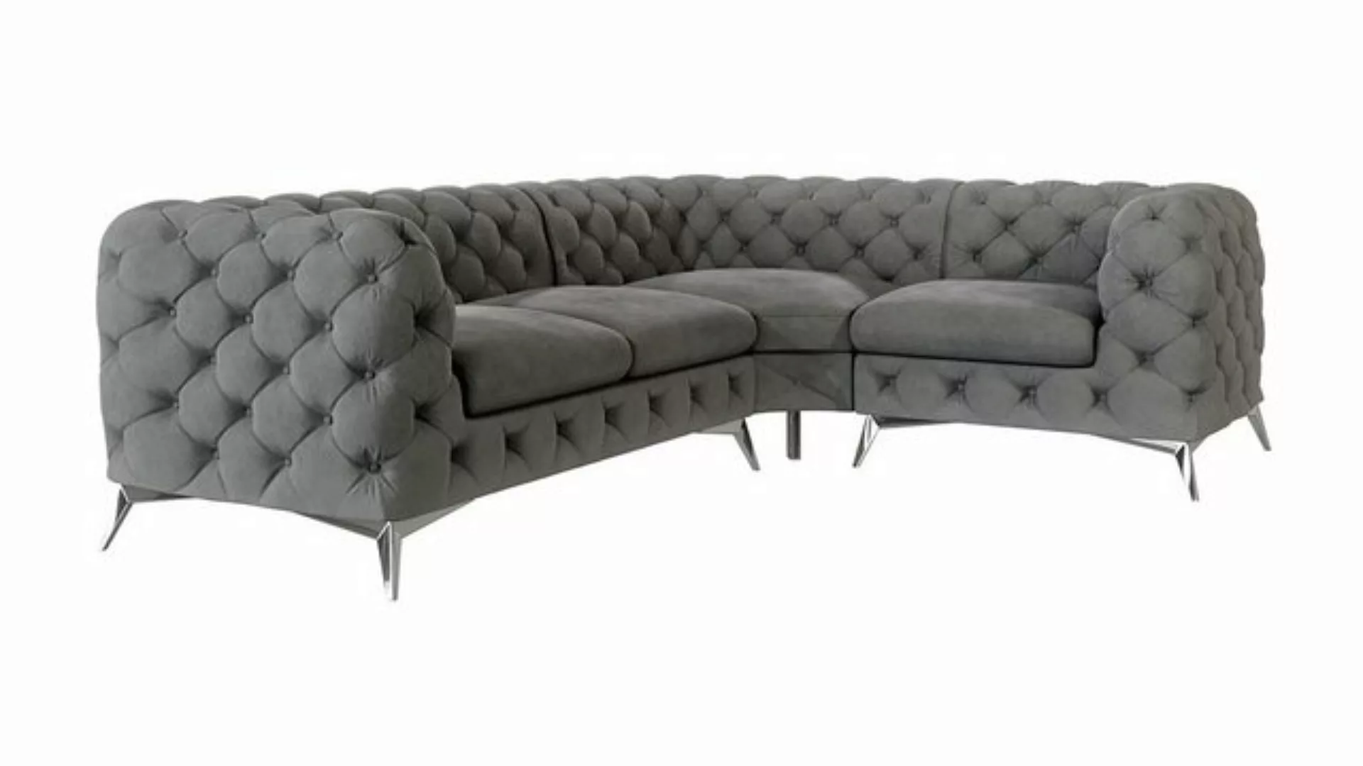 S-Style Möbel Ecksofa Chesterfield Kalina mit Silber Metall Füßen, mit Well günstig online kaufen