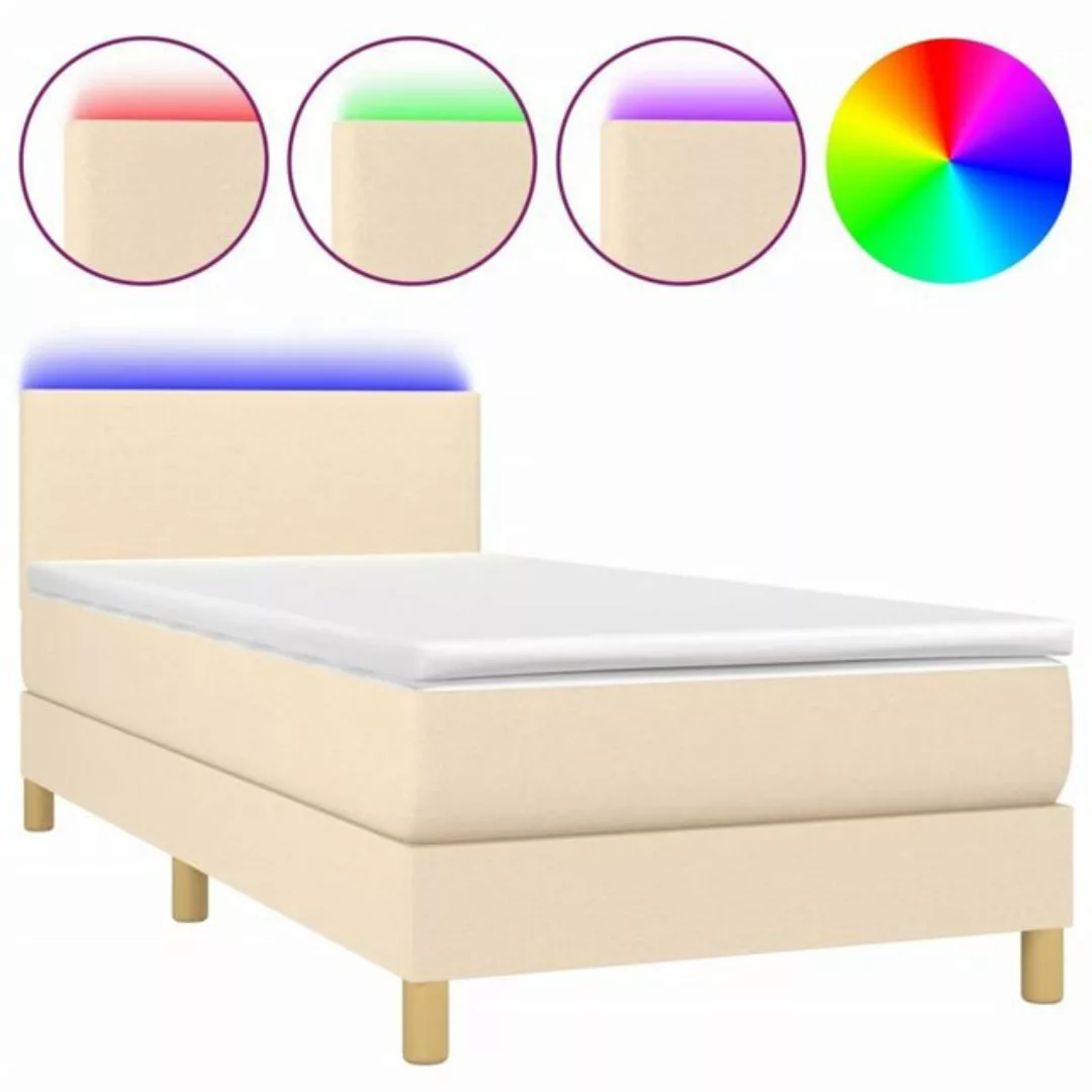 vidaXL Bett Boxspringbett mit Matratze & LED Creme 90x200 cm Stoff günstig online kaufen