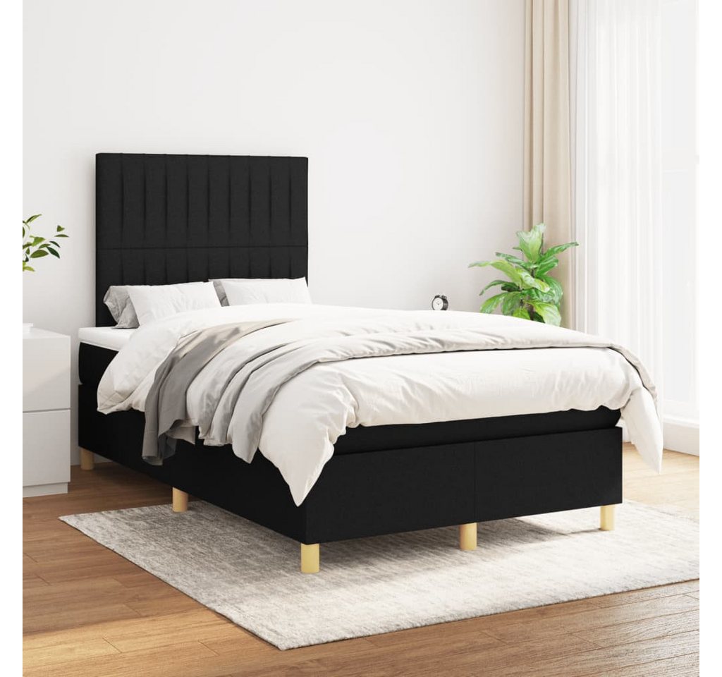 vidaXL Boxspringbett Boxspringbett mit Matratze Schwarz 120x200 cm Stoff Be günstig online kaufen