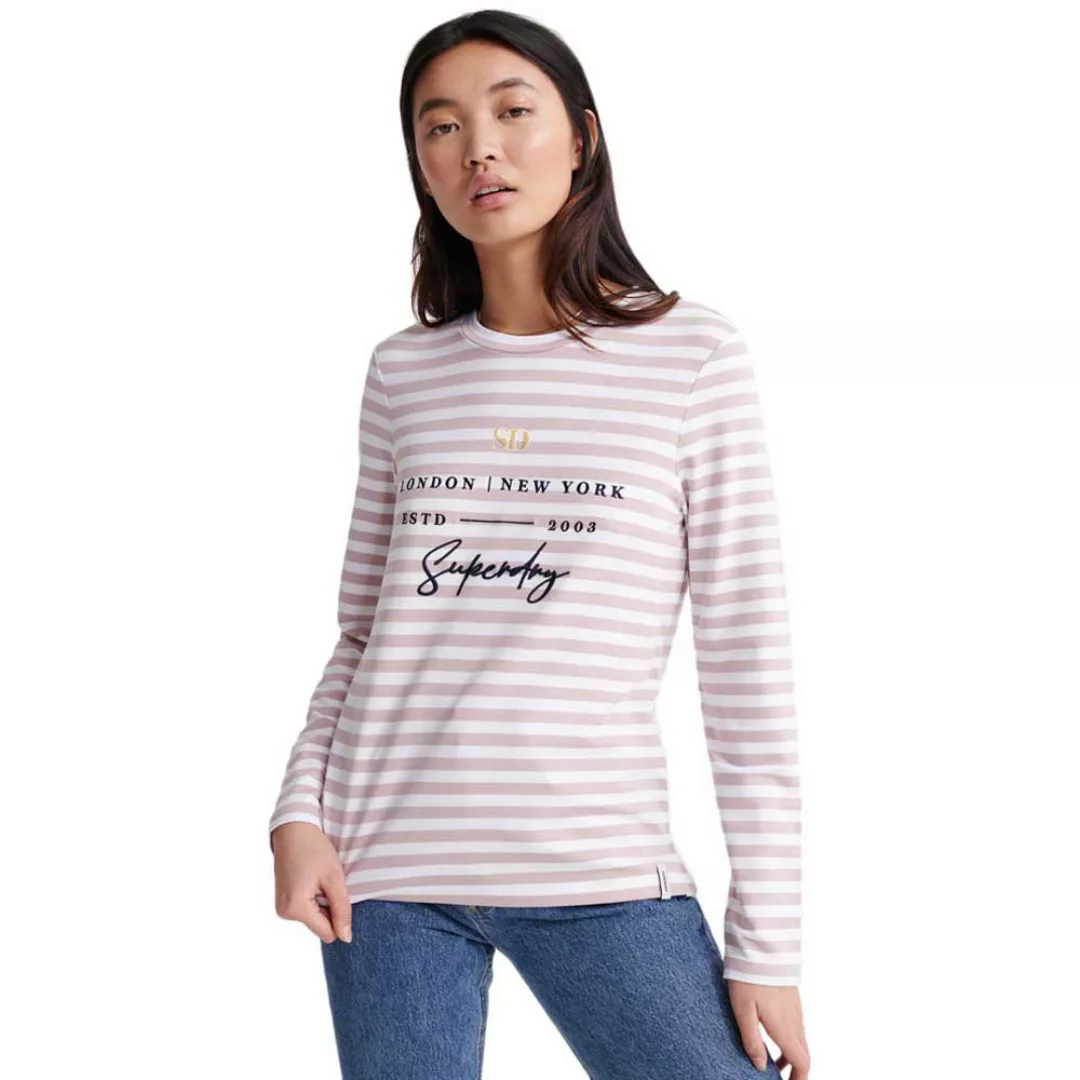 Superdry Summer Applique Langarm-t-shirt 2XS Pink Stripe günstig online kaufen