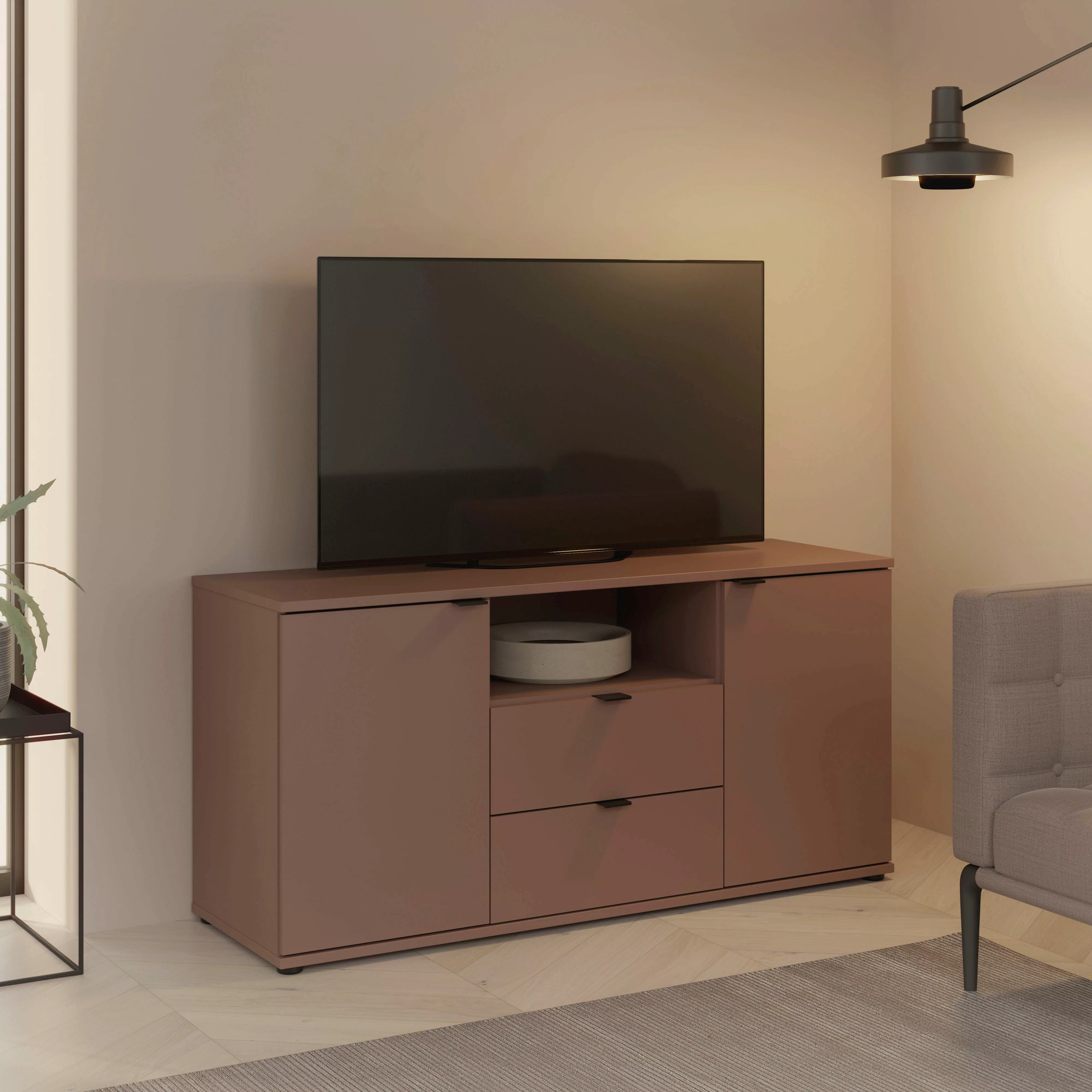 FORTE Lowboard "Ganymede", (Breite 129,8cm), TV Board, Stauraum, Schublade; günstig online kaufen