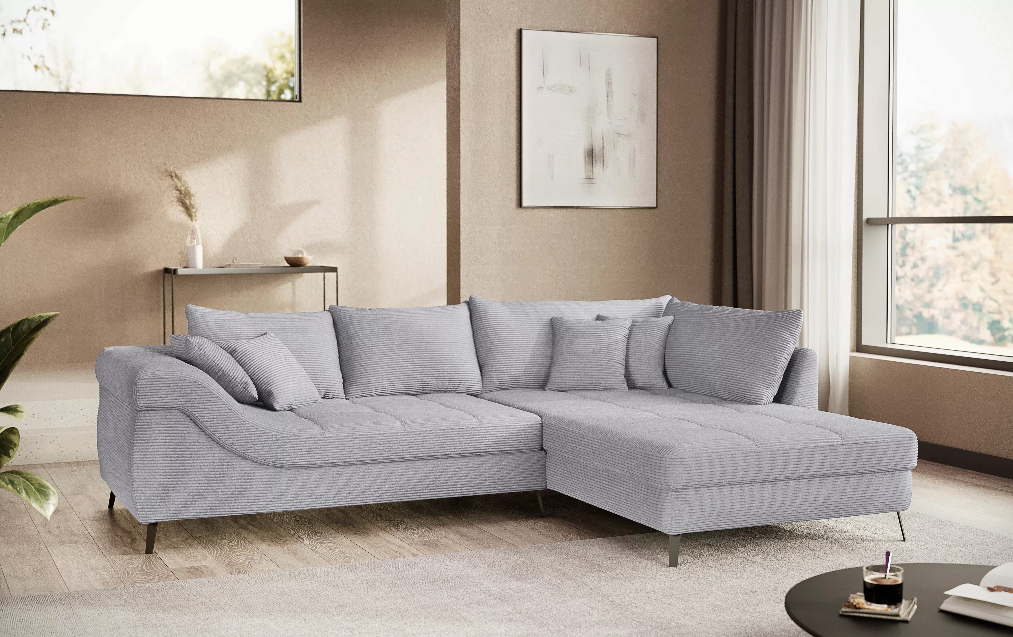 INOSIGN Ecksofa "Portofino", 4 Bezugsqualitäten, 13,5 cm hohe Metall-Profil günstig online kaufen