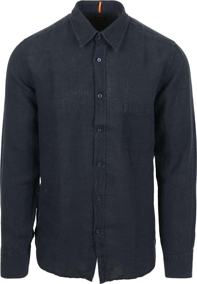 BOSS Relegant Hemd Leinen Navy - Größe M günstig online kaufen