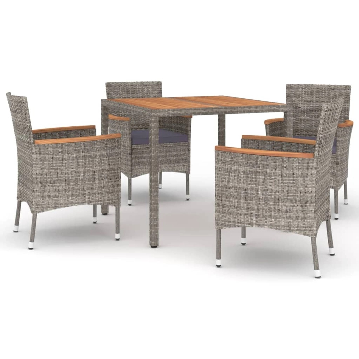 vidaXL 5-tlg Garten-Essgruppe mit Kissen Grau Poly Rattan Modell 25 günstig online kaufen