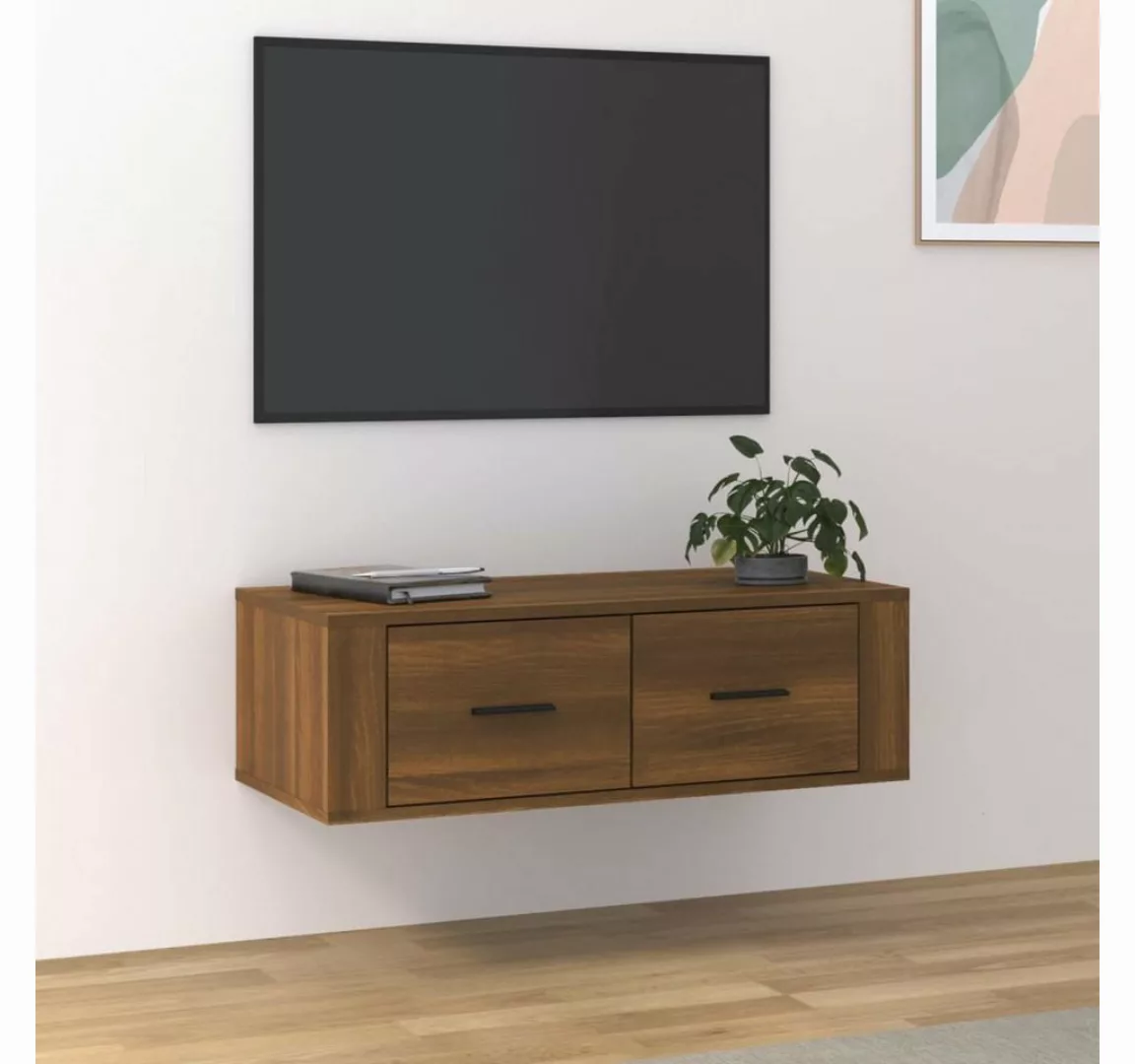 furnicato TV-Schrank TV-Wandschrank Braun Eichen-Optik 80x36x25 cm Holzwerk günstig online kaufen