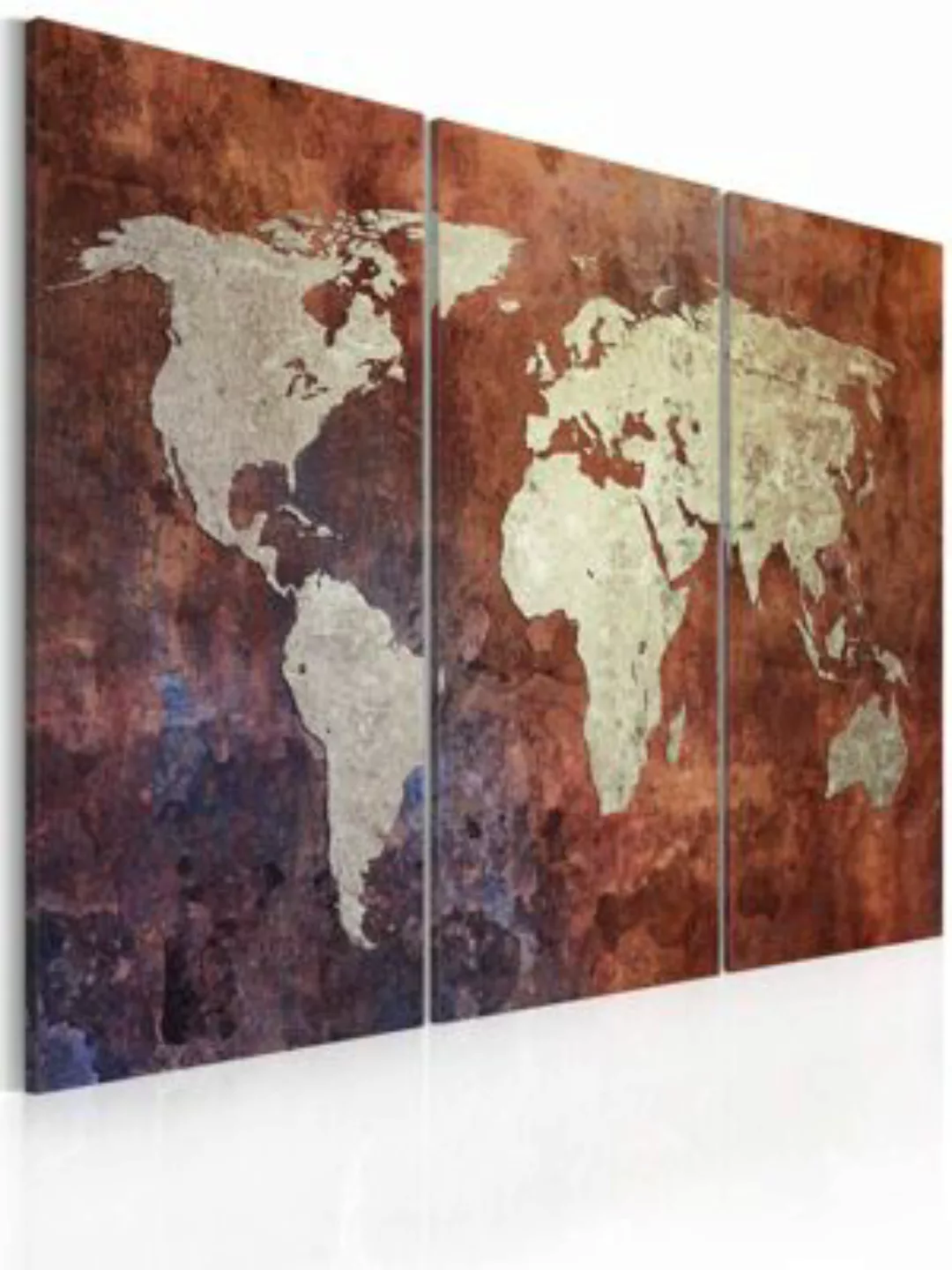 artgeist Wandbild Rostfrbene Weltkarte - Triptychon mehrfarbig Gr. 60 x 40 günstig online kaufen