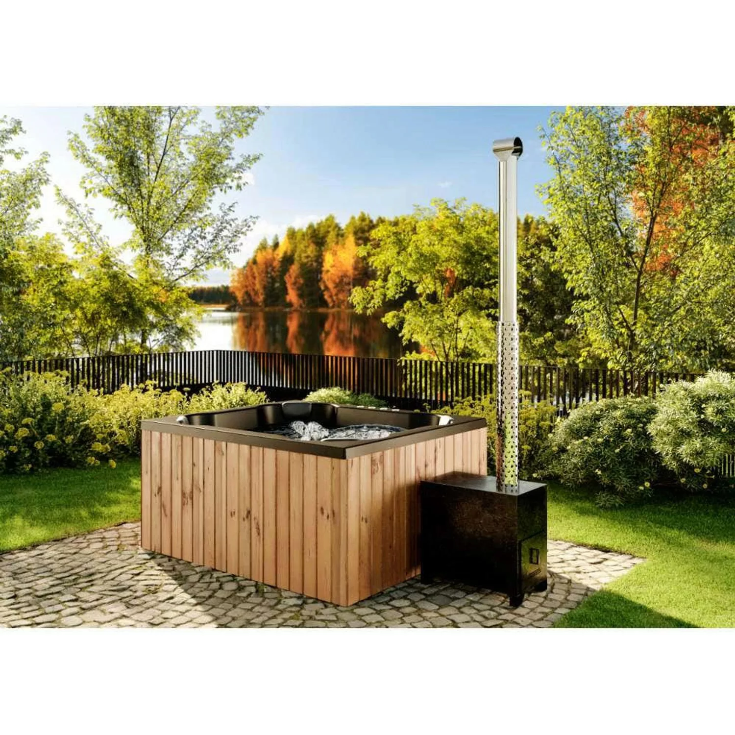 Finntherm Holz Badefass Oslo Thermoholz Whirlpool 170x200 cm Alu-Außenofen günstig online kaufen