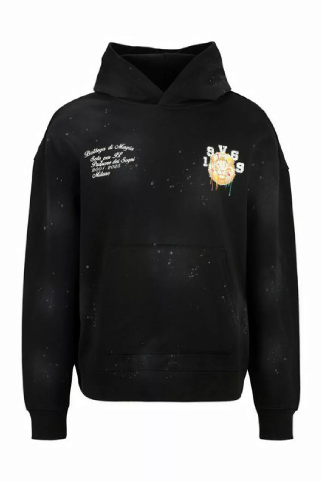 19V69 ITALIA Hoodie QUENTINO LION mit Batik-Effekten und kleinem Logo-Print günstig online kaufen