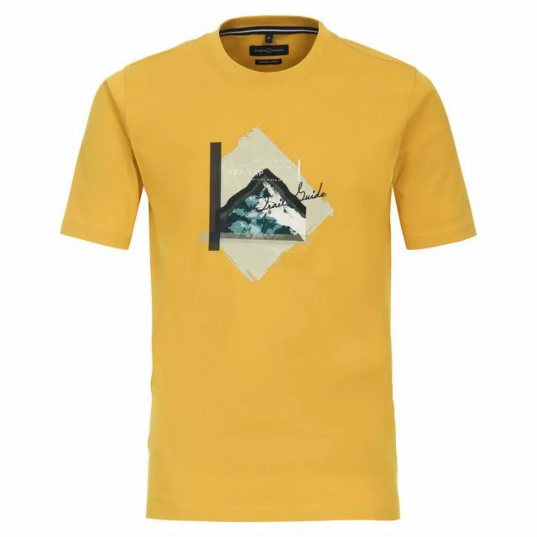 CASAMODA Rundhalsshirt CasaModa Übergrößen T-Shirt gelb Print NØR/EXP günstig online kaufen