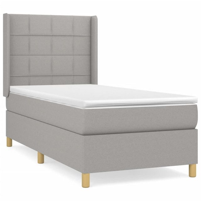 vidaXL Bettgestell Boxspringbett mit Matratze Hellgrau 90x190 cm Stoff Bett günstig online kaufen