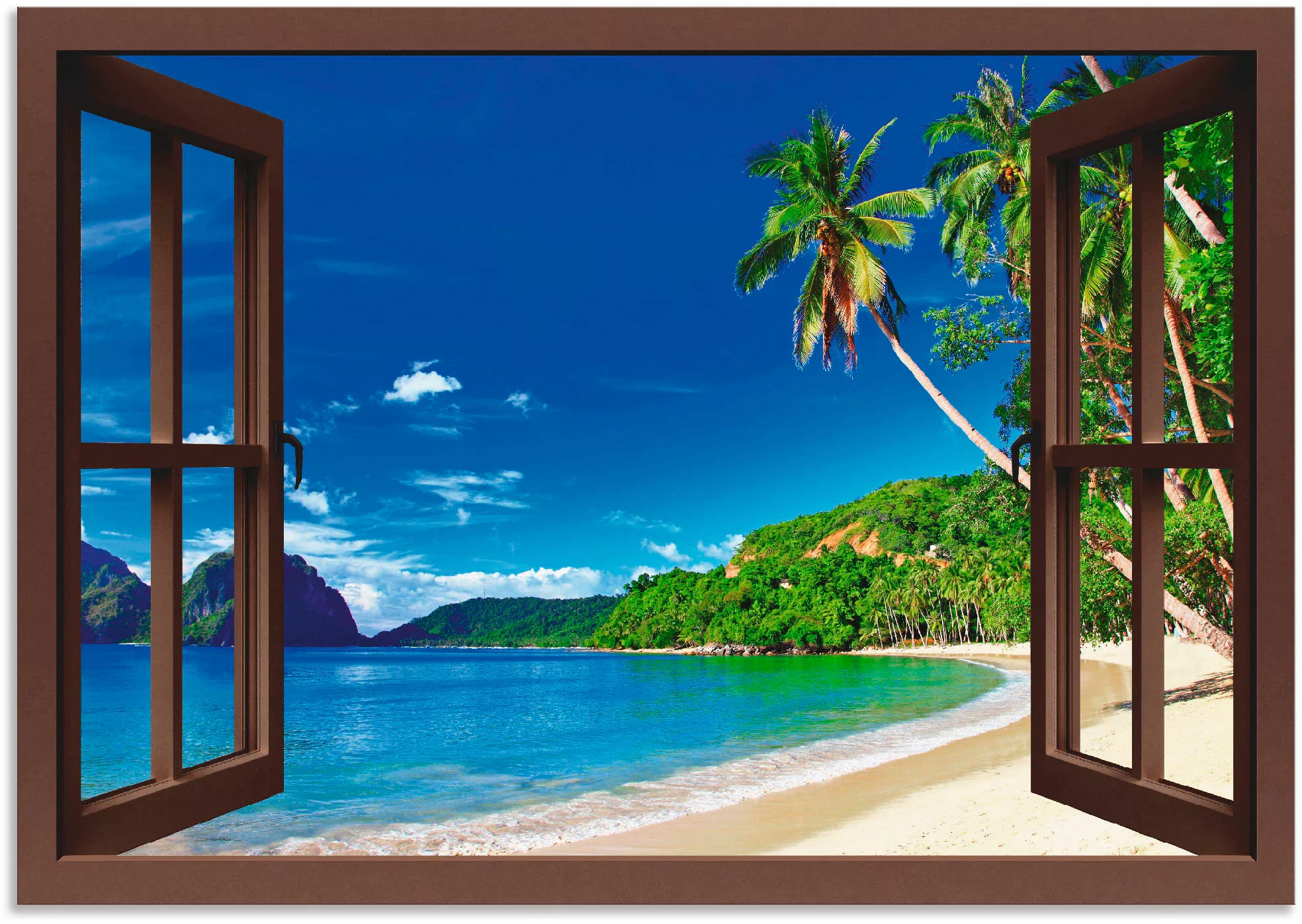 Artland Wandbild "Fensterblick Paradies", Fensterblick, (1 St.) günstig online kaufen