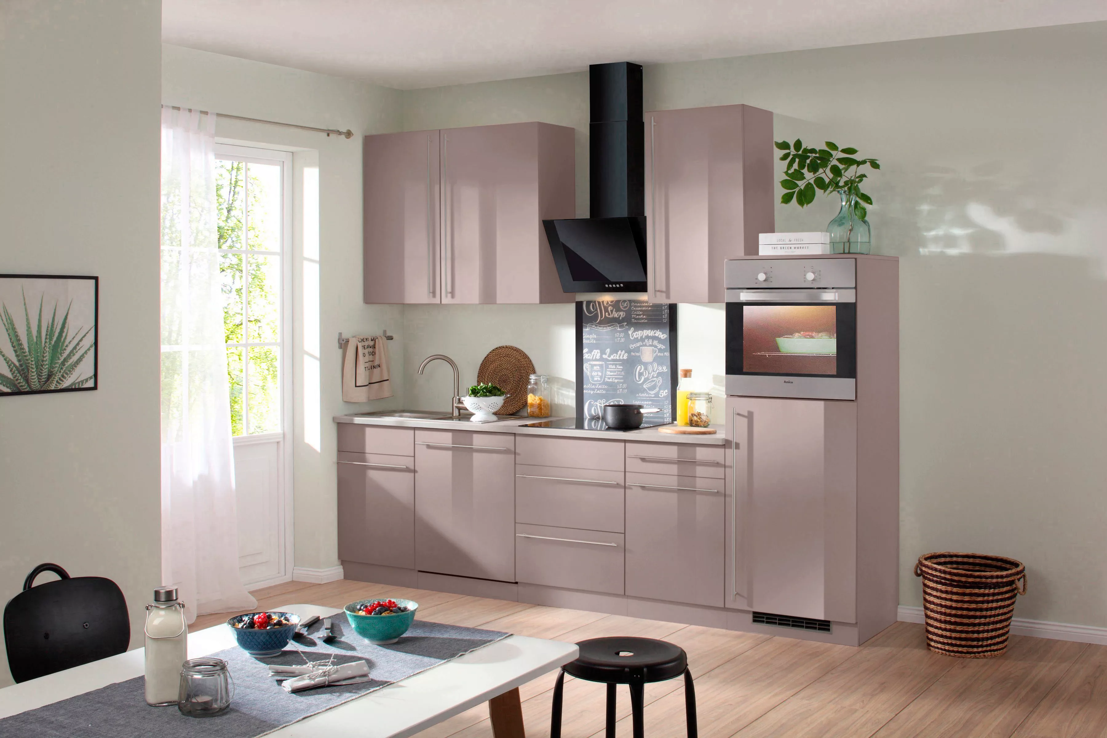 wiho Küchen Küchenzeile "Chicago", mit E-Geräten, Gesamtbreite 280 cm günstig online kaufen
