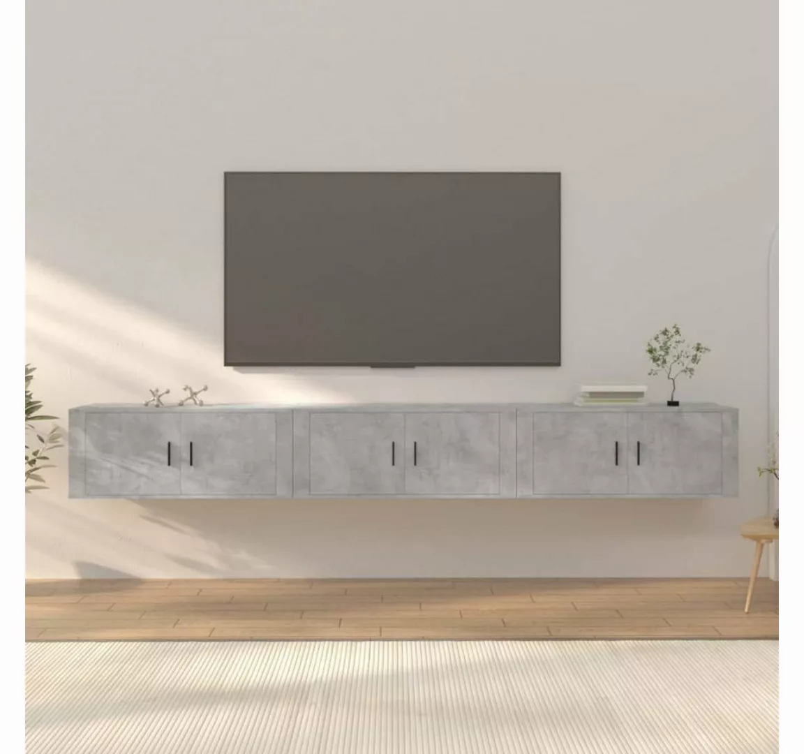 furnicato TV-Schrank TV-Wandschränke 3 Stk. Betongrau 100x34,5x40 cm günstig online kaufen