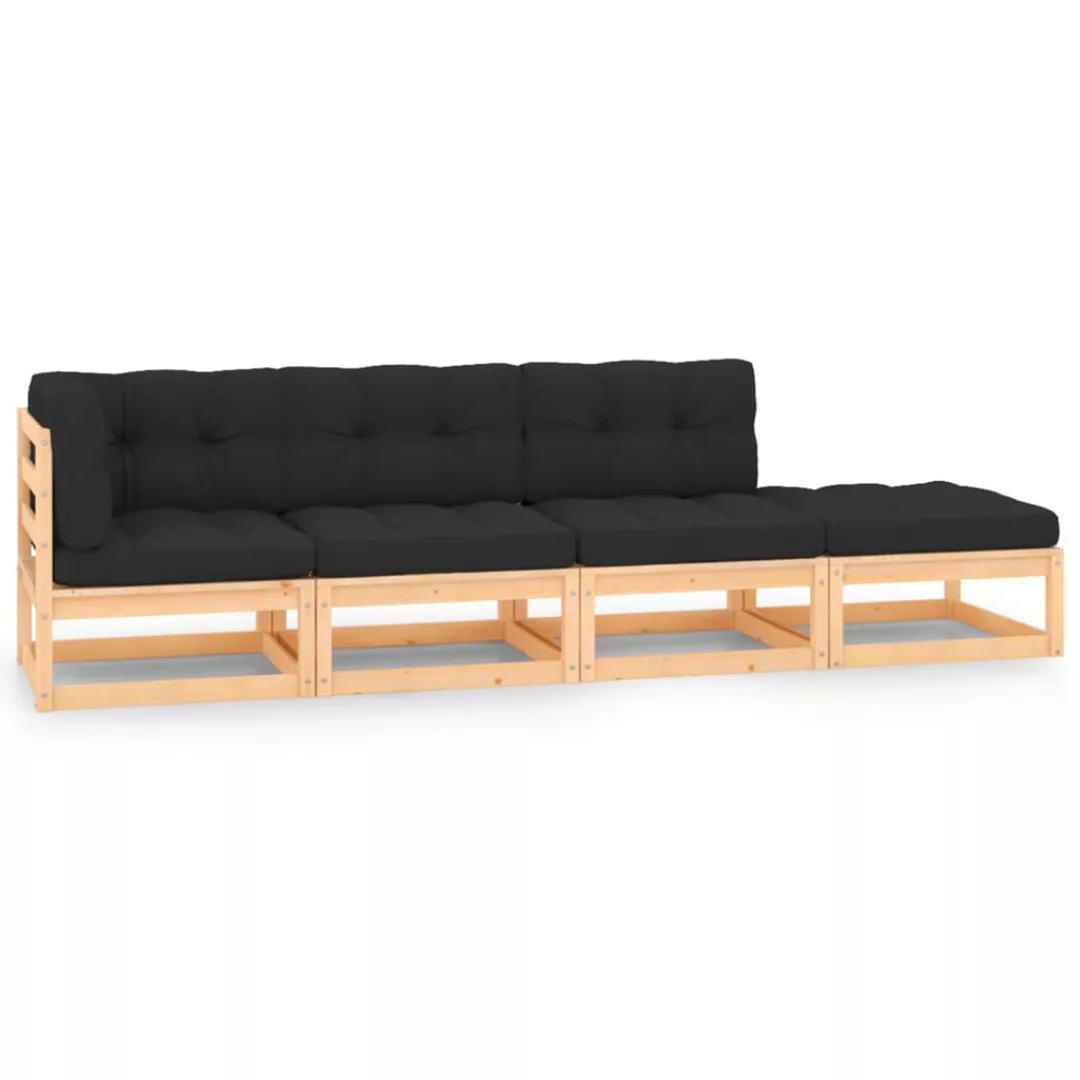 4-tlg. Garten-lounge-set Mit Kissen Massivholz Kiefer günstig online kaufen