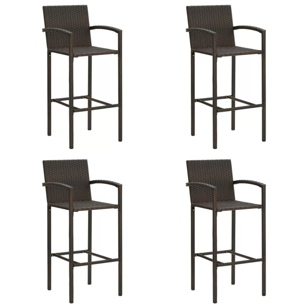 Barhocker 4 Stk. Braun Poly Rattan günstig online kaufen