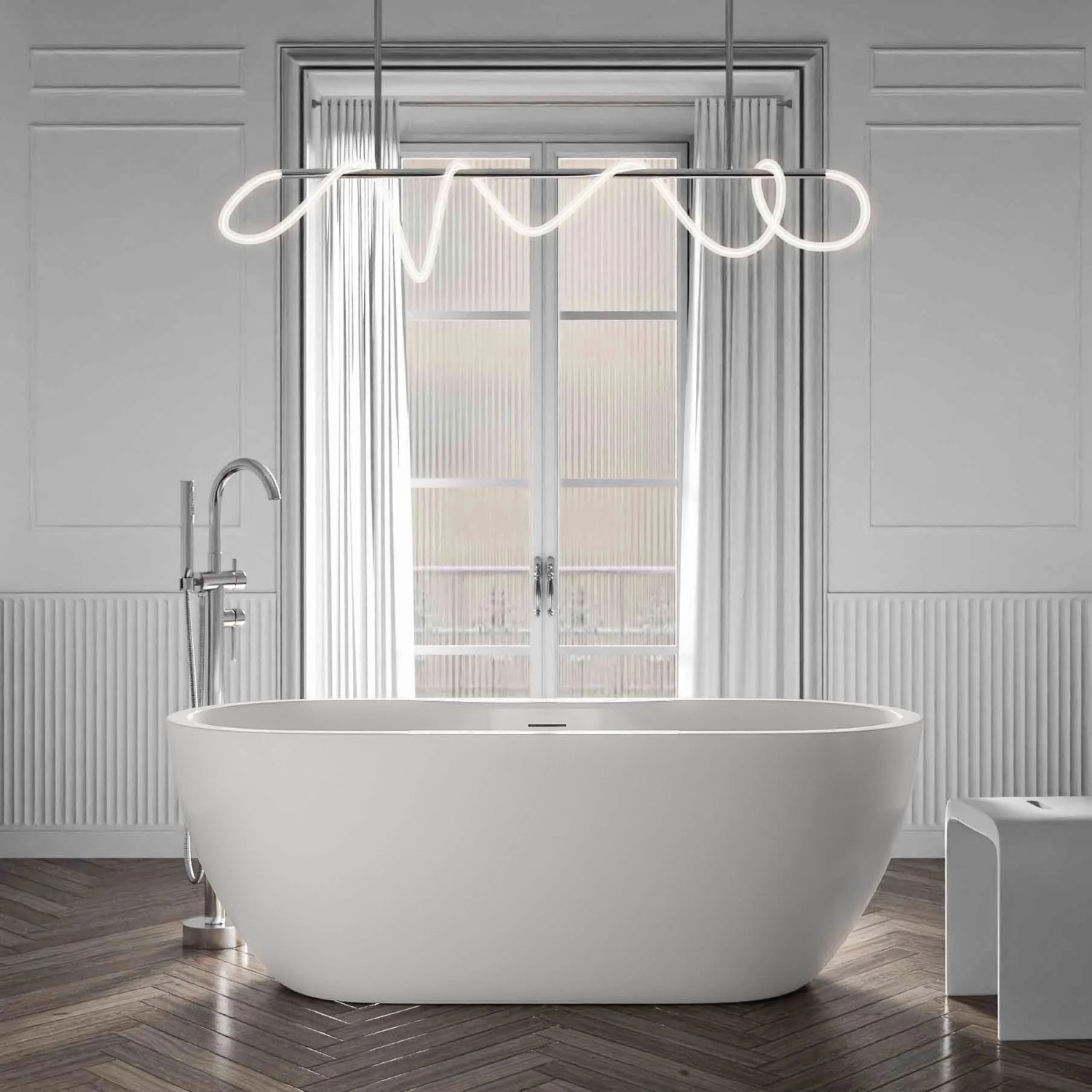Bernstein Freistehende Badewanne ROMA PLUS 2.0 Acryl Weiß Matt 180x75x58 cm günstig online kaufen