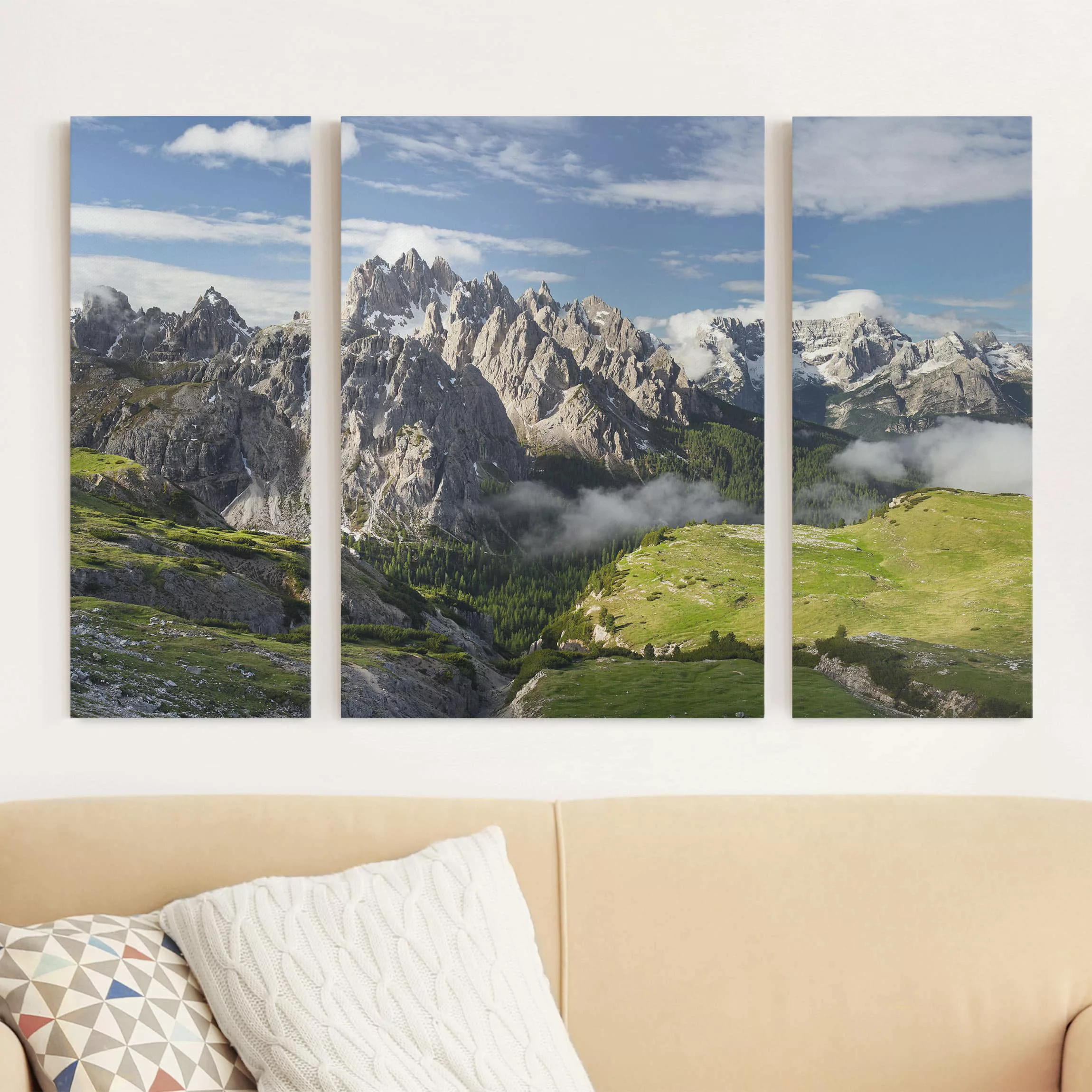 3-teiliges Leinwandbild Natur & Landschaft - Querformat Italienische Alpen günstig online kaufen